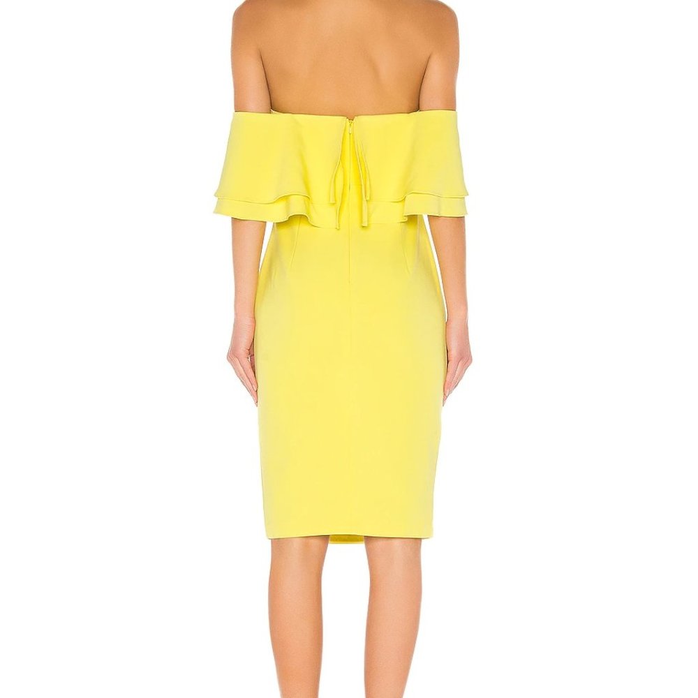 NWT Bardot Strapless Ruffle Sleeve Midi Dress in Yellow Lemon Drop - Size Medium - Picture 3 of 9
